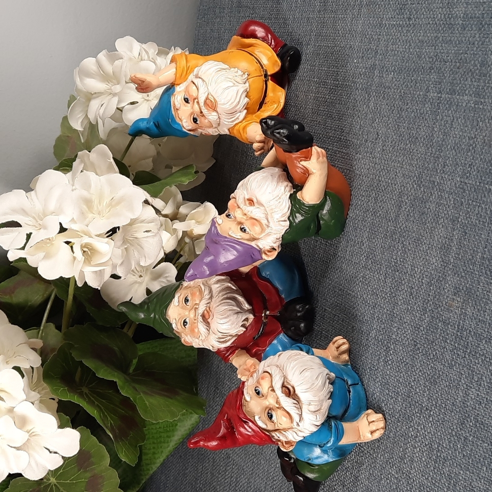 Garden Gnome Yoga Poses Whimsical Yard Resin Figures Indoor Outdoor Set 4 NWT